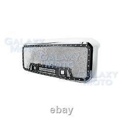 08-10 Ford Super Duty Rivet Black SS Mesh Grille+Chrome Shell+LED+LED Light Bar