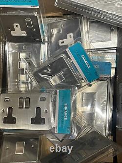 100 x Job Lot Sockets Switches Electrical Accessories Stainless Steel Chrome