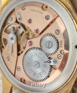 14k Gold Lanco MicroTecnnic 17 Jewel Cal. 1302 Criss-Crss Dial Wrist Watch 1964