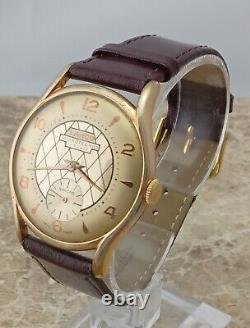 14k Gold Lanco MicroTecnnic 17 Jewel Cal. 1302 Criss-Crss Dial Wrist Watch 1964