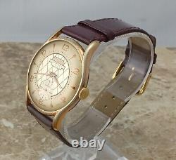 14k Gold Lanco MicroTecnnic 17 Jewel Cal. 1302 Criss-Crss Dial Wrist Watch 1964
