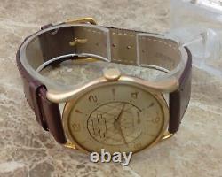 14k Gold Lanco MicroTecnnic 17 Jewel Cal. 1302 Criss-Crss Dial Wrist Watch 1964