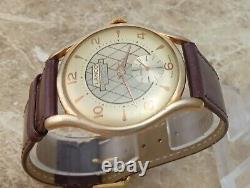 14k Gold Lanco MicroTecnnic 17 Jewel Cal. 1302 Criss-Crss Dial Wrist Watch 1964