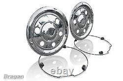 17.5 Swedish Style Stainless Steel Front + Rear Wheel Trim Cover Set Truck Bus