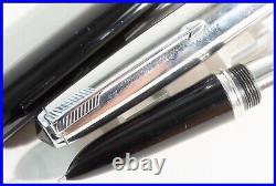 1951 Parker 51 Black Stainless Steel Cap, Chrome Clip, F Steel Nib, USA