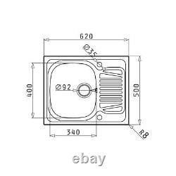 1 Bowl Ava Reversible Stainless Steel Kitchen Sink & Hector Ki BUN/TMT029/87043