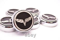 2005-2013 Corvette Manual 6pc Carbon Fiber Chrome & Stainless Engine Cap Covers