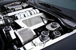 2005-2013 Corvette Manual 6pc Carbon Fiber Chrome & Stainless Engine Cap Covers