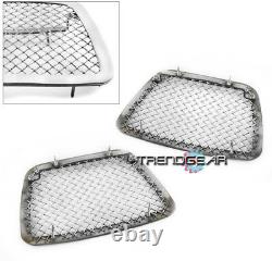 2007-2014 Avalanche Tahoe Main Upper+tow Hook Stainless Steel Mesh Grille Chrome