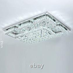20-100cm LED Crystal Ceiling Light Stainless Steel Luxury Flush Chandelier Lamp
