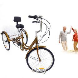 24 Adult Tricycle 3-Wheels Bike 6-Speed Trike Rickshaw Tricycle Shopping Basket