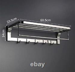 24 inch Stainless Steel Towel Rack Holder Wall Mounted Bathroom Shelf Storage
