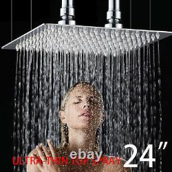 24inch Large Square Stainless Steel Rainfall Chrome Shower Head Ceiling Mounted
