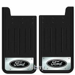 (2) 12 x 23 Rear Mud Flaps OEM FORD LOGO Stainless Steel Chrome Splash Guards