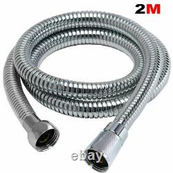 2 Meter Stainless Steel Flexible Bath Shower Head Hose Pipe Washers Uked