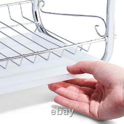 2 Tier Dish Draining Drainer Drying Rack with Sliding Drip Tray 4 Colour choices