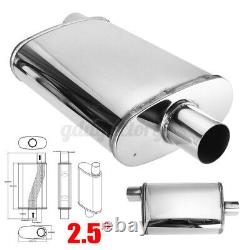 2pcs 2.5 63mm Stainless Steel Exhaust Back Box Silencer Muffler Oval Resonator