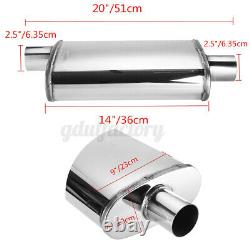 2pcs 2.5 63mm Stainless Steel Exhaust Back Box Silencer Muffler Oval Resonator