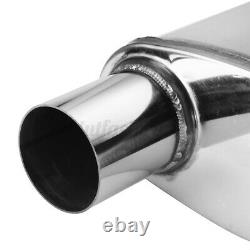 2pcs 2.5 63mm Stainless Steel Exhaust Back Box Silencer Muffler Oval Resonator