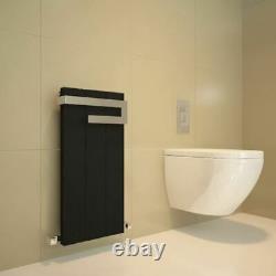370mm(w) x 800mm(h) Carisa Elvino Black Aluminium Bathroom Radiator +Towel Bar