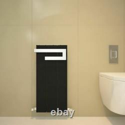 370mm(w) x 800mm(h) Carisa Elvino Black Aluminium Bathroom Radiator +Towel Bar