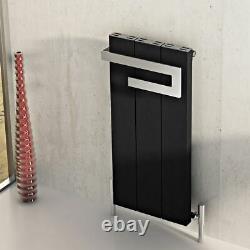 370mm(w) x 800mm(h) Carisa Elvino Black Aluminium Bathroom Radiator +Towel Bar