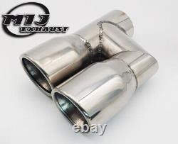 3.5 Twin Chrome Exhaust Tailpipes Stainless To Suit Mercedes AMG Style Audi