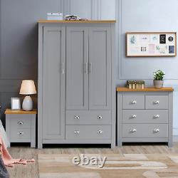 3 Bedroom Furniture Set Chest of Drawers Storage Wardrobe Bedside Cabinet Table