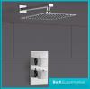 3 Concealed Thermostatic Shower Mixer Valve Chrome Square 200 Wall Shower Head