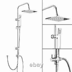 3 Way Square Shower Rigid Riser Kit Waterfall Bath Shower Mixer Tap & Basin Tap