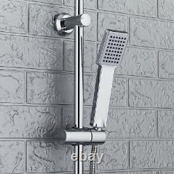 3 Way Square Shower Rigid Riser Kit Waterfall Bath Shower Mixer Tap & Basin Tap