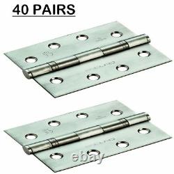 40 PAIRS EUROSPEC ENDURO 102mm 4 FIRE RATED DOOR HINGE GRADE 10 STAINLESS STEEL