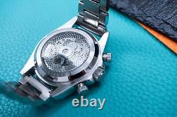 40mm Automatic Mechanical Watch Silver Chrome Rainbow Cubics Metal Strap