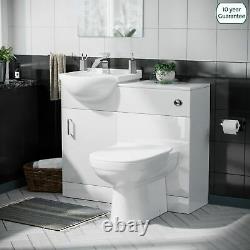 450mm White Basin Sink Vanity Cabinet and WC Unit Toilet Pan Seat Set Debra