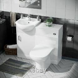 450mm White Basin Sink Vanity Cabinet and WC Unit Toilet Pan Seat Set Debra