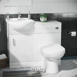 450mm White Basin Sink Vanity Cabinet and WC Unit Toilet Pan Seat Set Debra