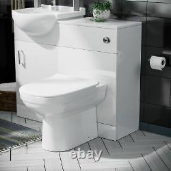 450mm White Basin Sink Vanity Cabinet and WC Unit Toilet Pan Seat Set Debra