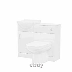 450mm White Basin Sink Vanity Cabinet and WC Unit Toilet Pan Seat Set Debra