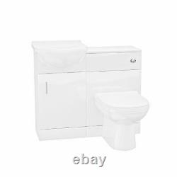 450mm White Basin Sink Vanity Cabinet and WC Unit Toilet Pan Seat Set Debra