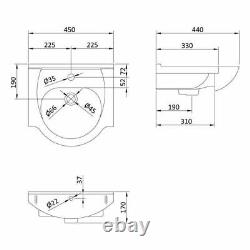 450mm White Basin Sink Vanity Cabinet and WC Unit Toilet Pan Seat Set Debra