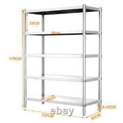 4/5 Tier Commercial Kitchen Stainless Steel Shelving Unit Storage Rack Shelves