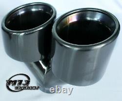 4 Inch Twin Round Rolled Exhaust Tail Pipe Stainless Steel 4 Staggered Trim Tip