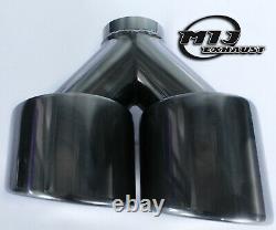 4 Inch Twin Round Rolled Exhaust Tail Pipe Stainless Steel 4 Staggered Trim Tip