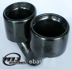 4 Inch Twin Round Rolled Exhaust Tail Pipe Stainless Steel 4 Staggered Trim Tip