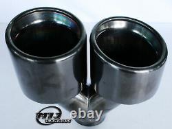 4 Inch Twin Round Rolled Exhaust Tail Pipe Stainless Steel 4 Staggered Trim Tip