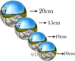 4 pcs Gazing Balls Stainless Steel Garden Shiny Chrome Home Patio Pond Ornaments
