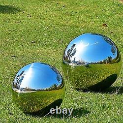 4 pcs Gazing Balls Stainless Steel Garden Shiny Chrome Home Patio Pond Ornaments