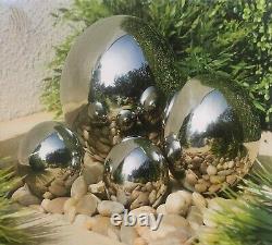 4 pcs Gazing Balls Stainless Steel Garden Shiny Chrome Home Patio Pond Ornaments