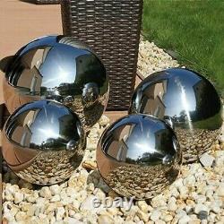 4 pcs Gazing Balls Stainless Steel Garden Shiny Chrome Home Patio Pond Ornaments