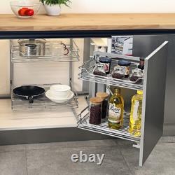 4pcs/set Pull Out Baskets Kitchen Cabinet Drawer Chrome Runners Larder Cupboards